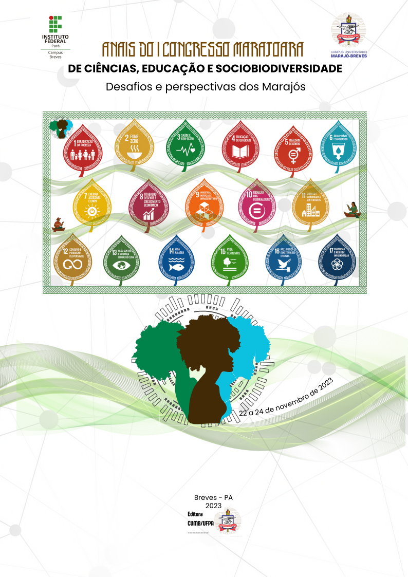 Capa dos Anais do I Congresso Marajoara de Ciências, Educação e Sociobiodiversidade